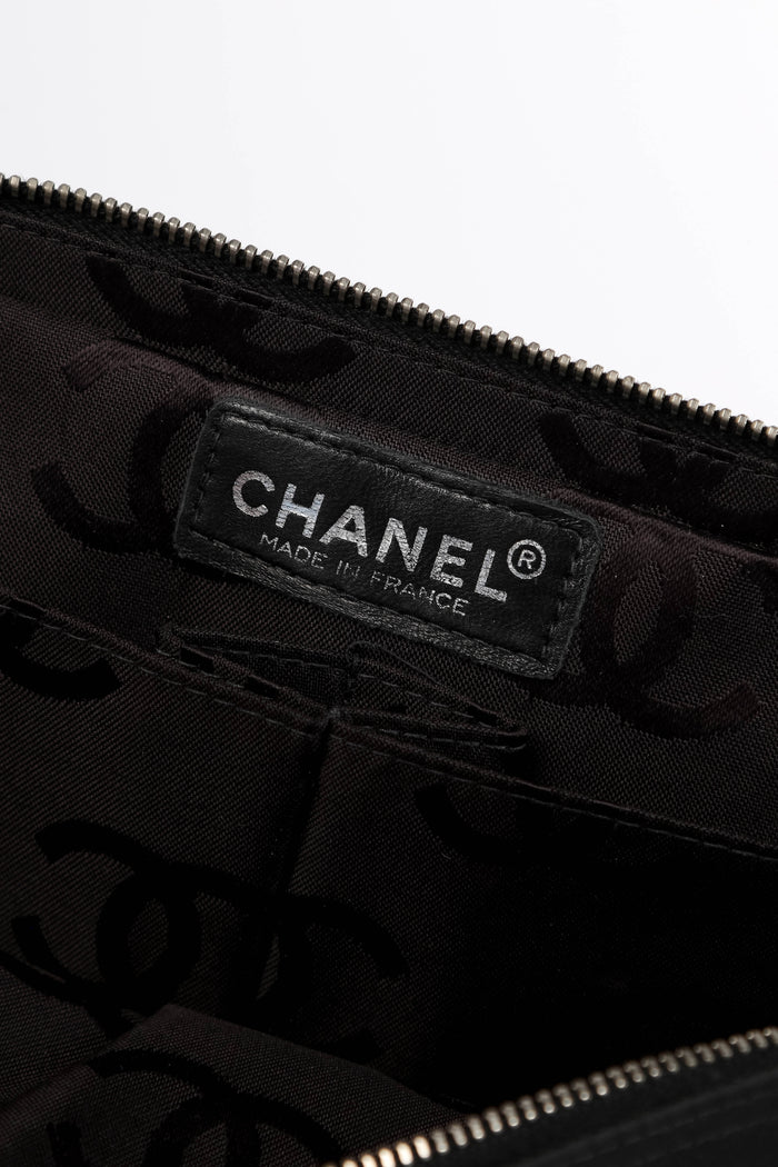 2000s Chanel Black Nylon Single Flap Bag with Brushed Silver Hardware