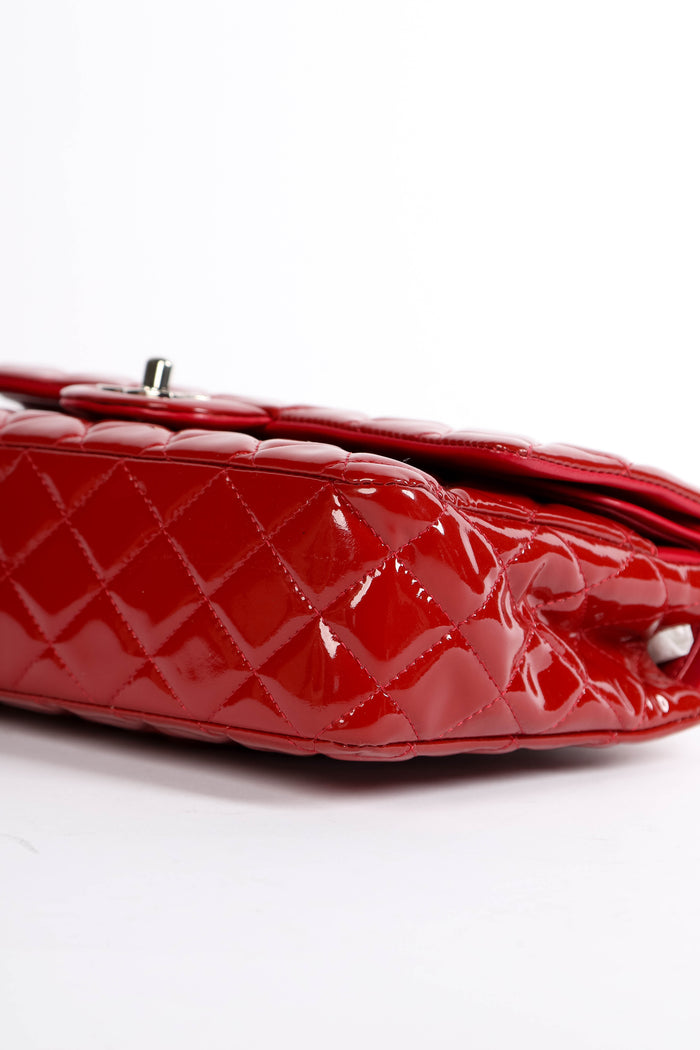 2010s Chanel Red Patent Leather Medium Double Flap Shoulder Bag