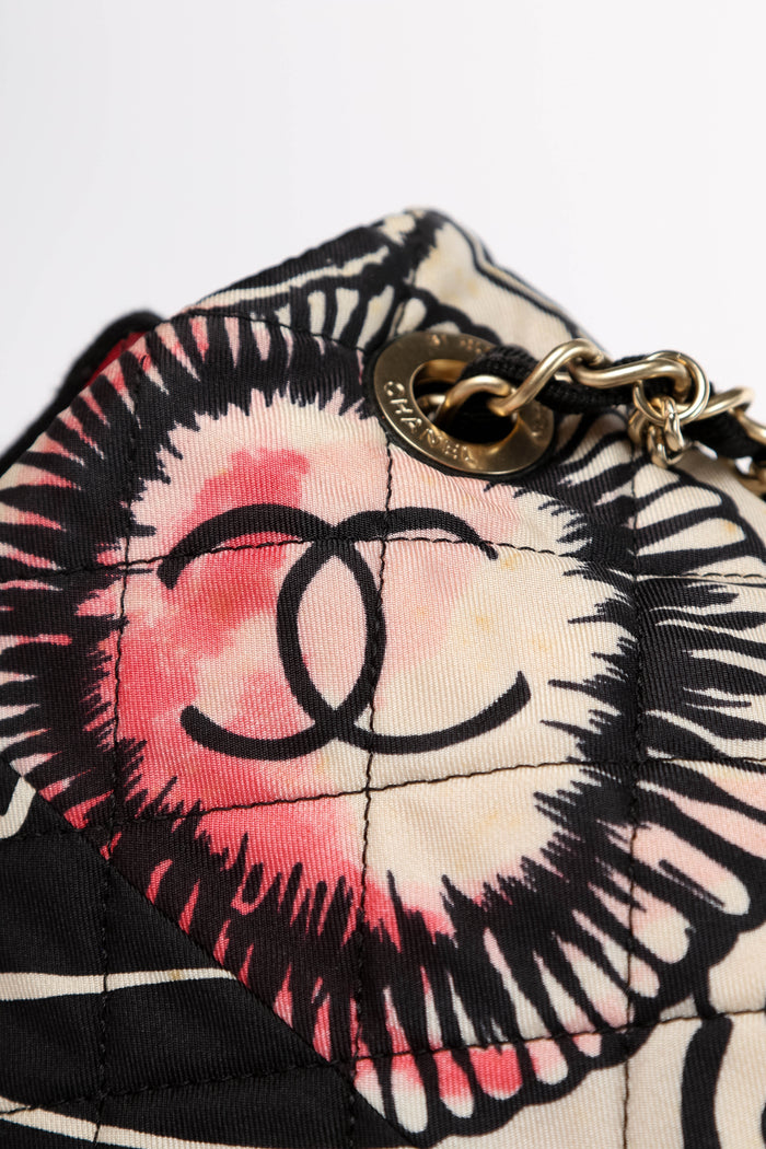 2014 Chanel Printed Jersey Jumbo Single Flap Shoulder Bag
