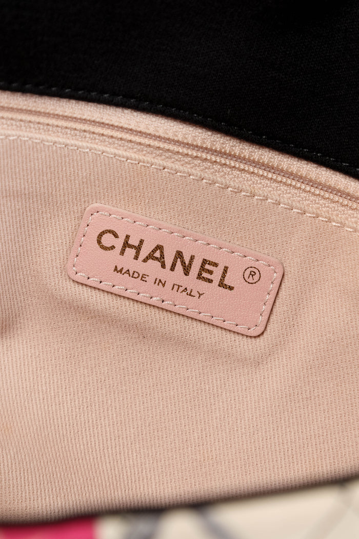 2014 Chanel Printed Jersey Jumbo Single Flap Shoulder Bag