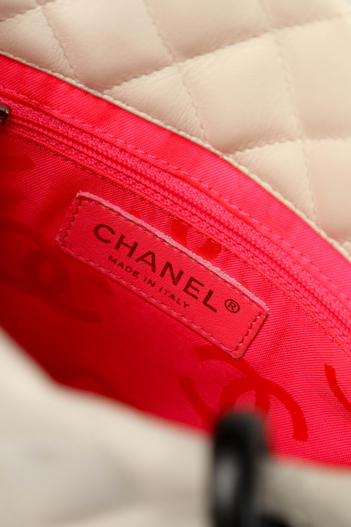 2000s Chanel White Rue Cambon Small Bucket Bag