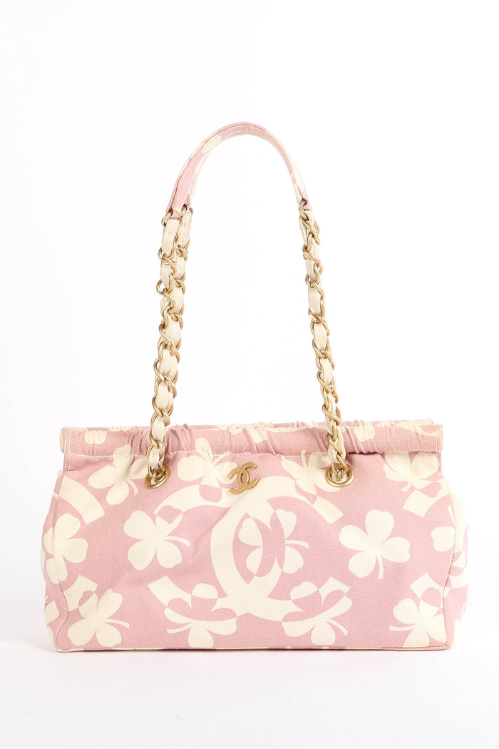 2000s Chanel Pink Clover Canvas Shoulder Bag