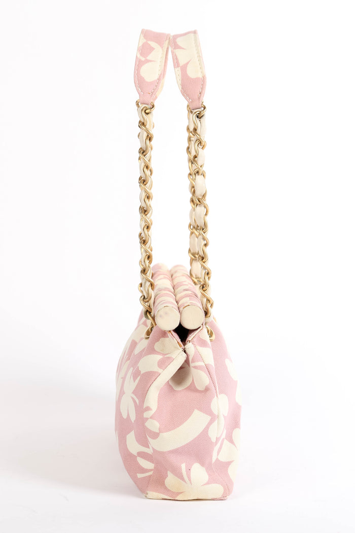 2000s Chanel Pink Clover Canvas Shoulder Bag