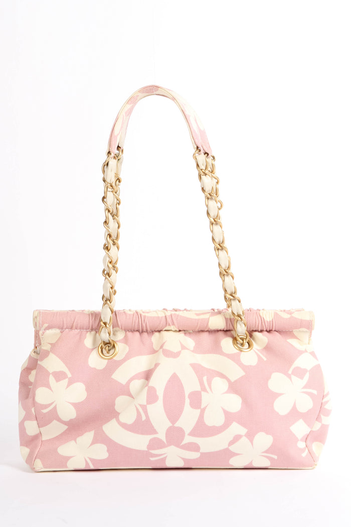 2000s Chanel Pink Clover Canvas Shoulder Bag