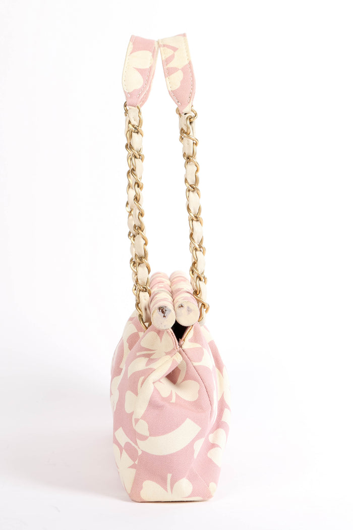 2000s Chanel Pink Clover Canvas Shoulder Bag