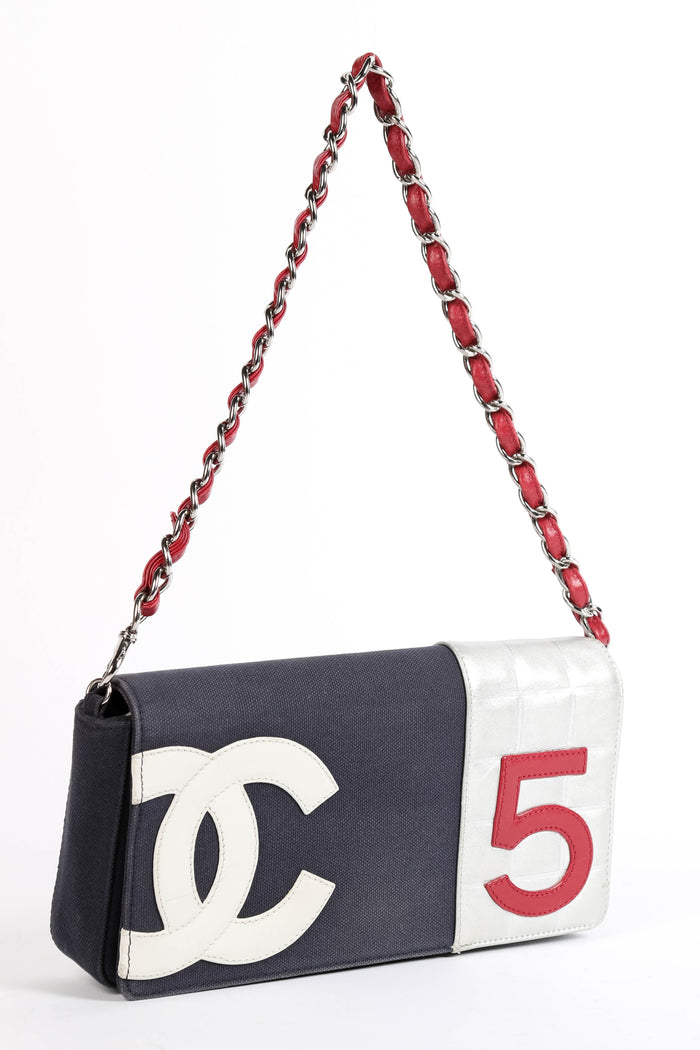 2000s Chanel No.5 Chocolate Bar Shoulder Bag