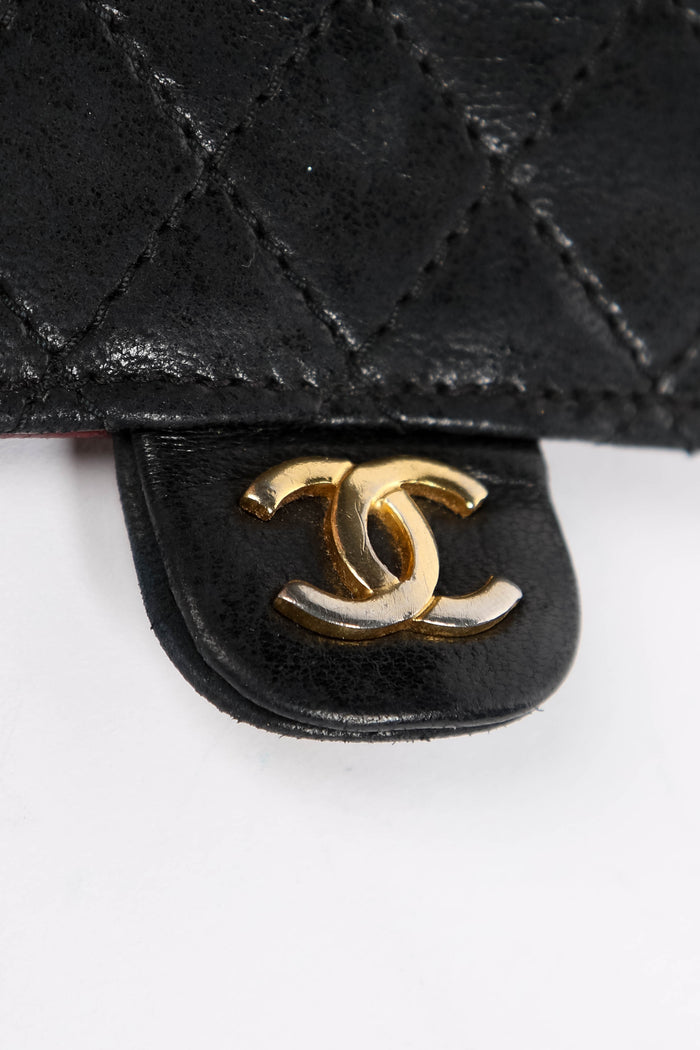 RARE 90s Chanel Black Lambskin Leather Belt Bag