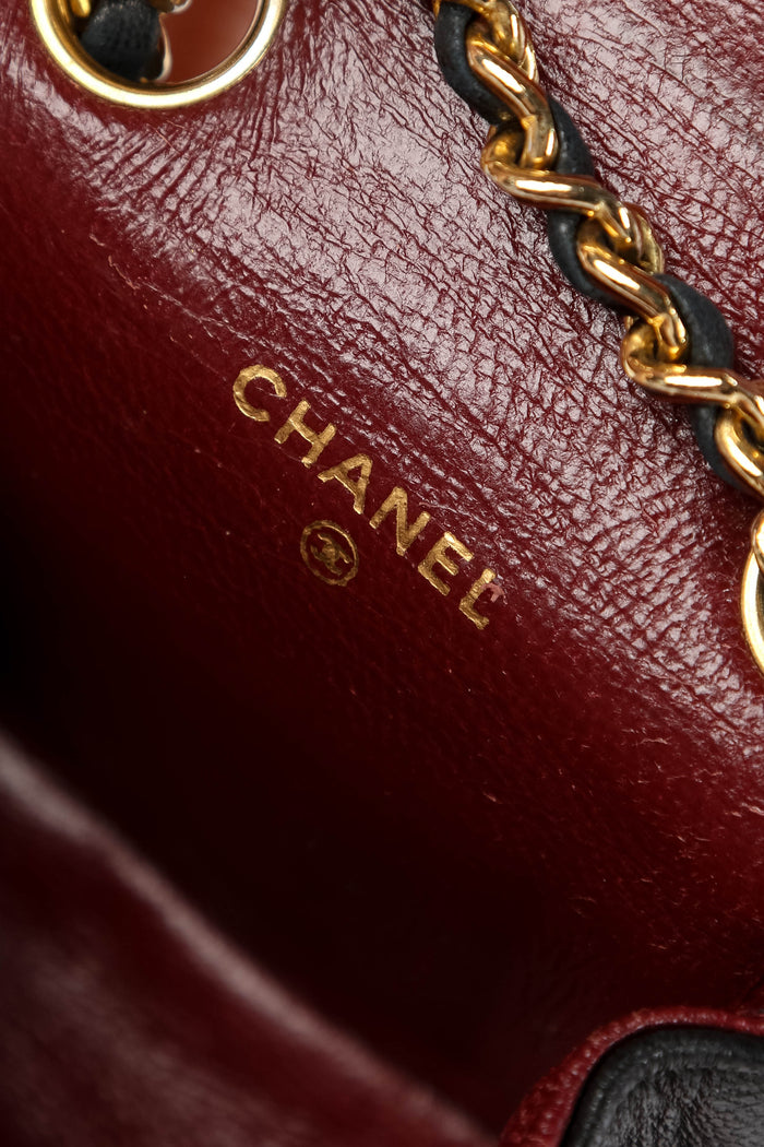 RARE 90s Chanel Black Lambskin Leather Belt Bag