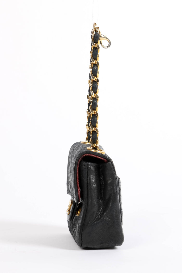 RARE 90s Chanel Black Lambskin Leather Belt Bag
