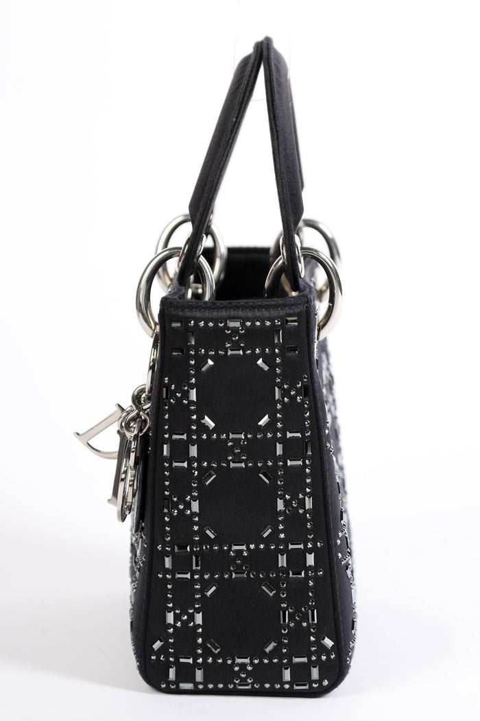 RARE 2022 Christian Dior Midnight Blue Crystal Embellished Mini Lady Dior