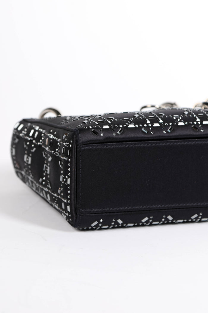 RARE 2022 Christian Dior Midnight Blue Crystal Embellished Mini Lady Dior