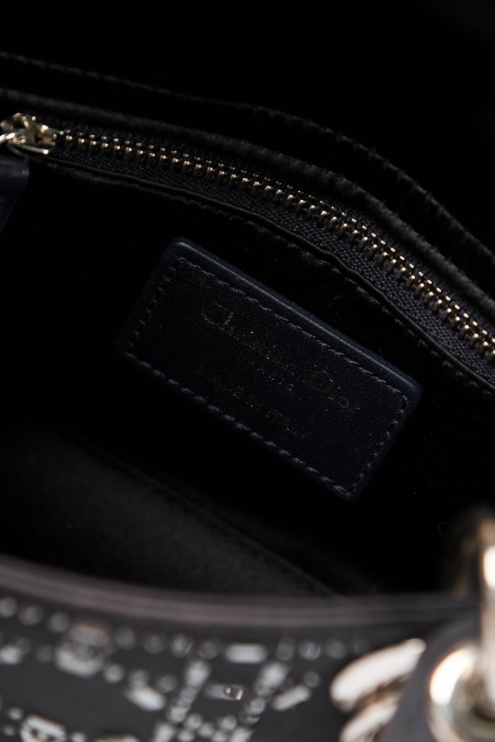 RARE 2022 Christian Dior Midnight Blue Crystal Embellished Mini Lady Dior