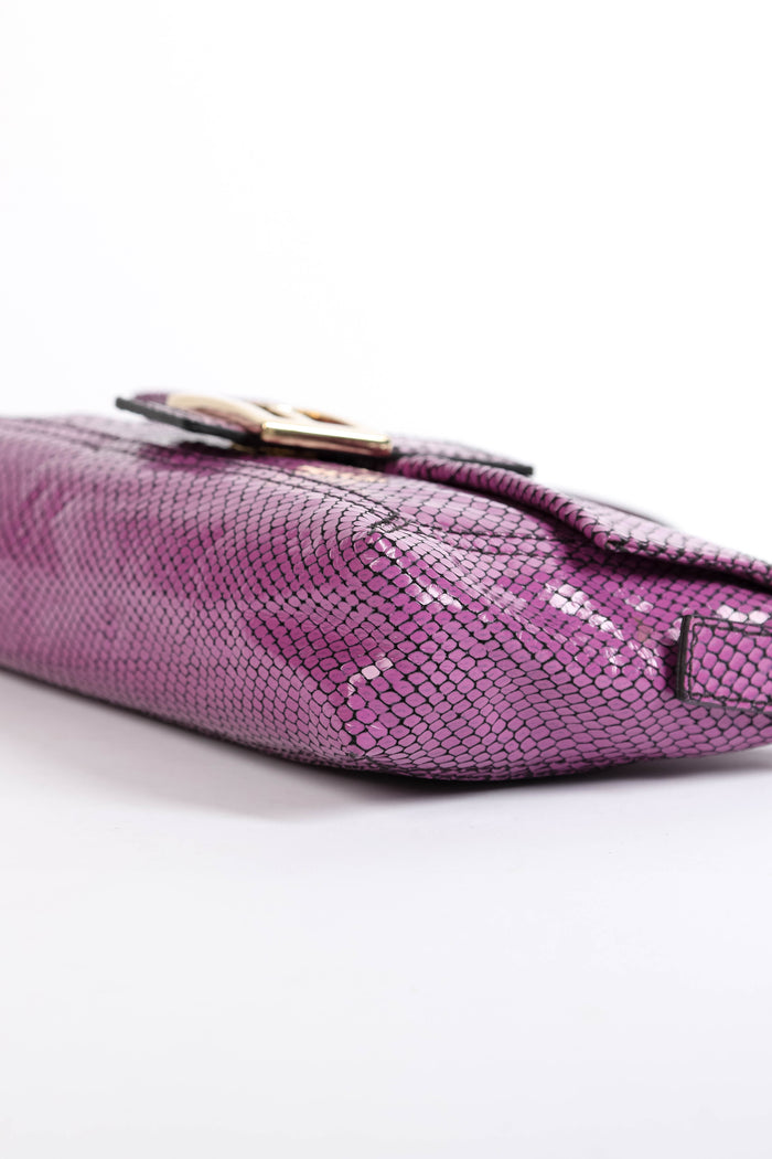 RARE Vintage Fendi Purple Snakeskin Baguette Shoulder Bag