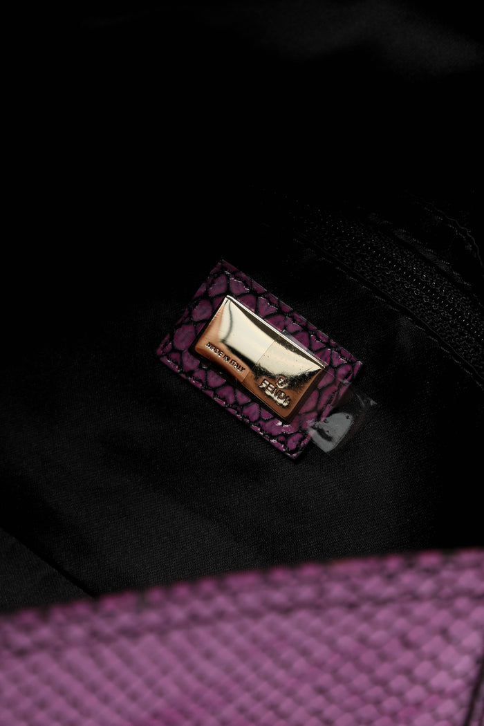 RARE Vintage Fendi Purple Snakeskin Baguette Shoulder Bag