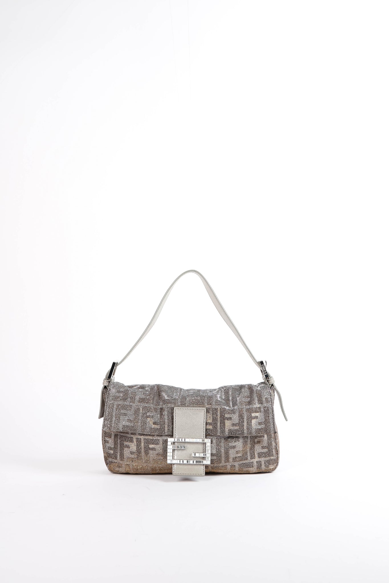 2000s Fendi Metallic Crystal Zucca Baguette Shoulder Bag – Break