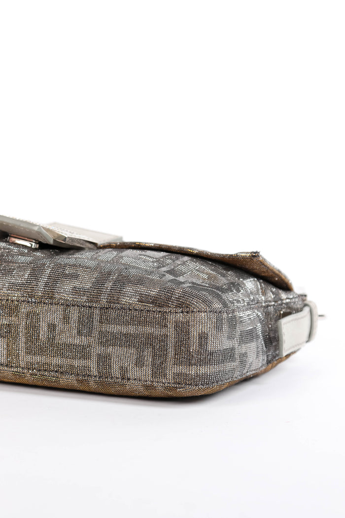 2000s Fendi Metallic Crystal Zucca Baguette Shoulder Bag