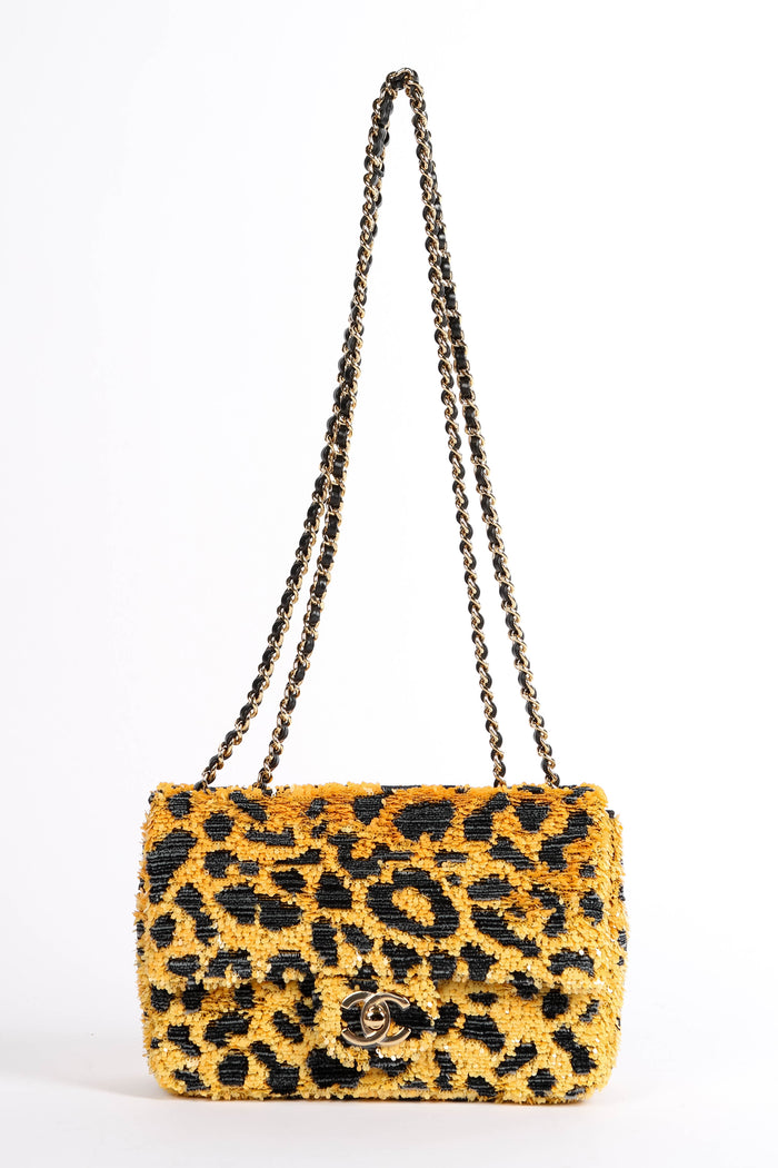 RARE Chanel Métiers d'art 2026 Leopard Print Sequin Mini Rectangular Flap Bag