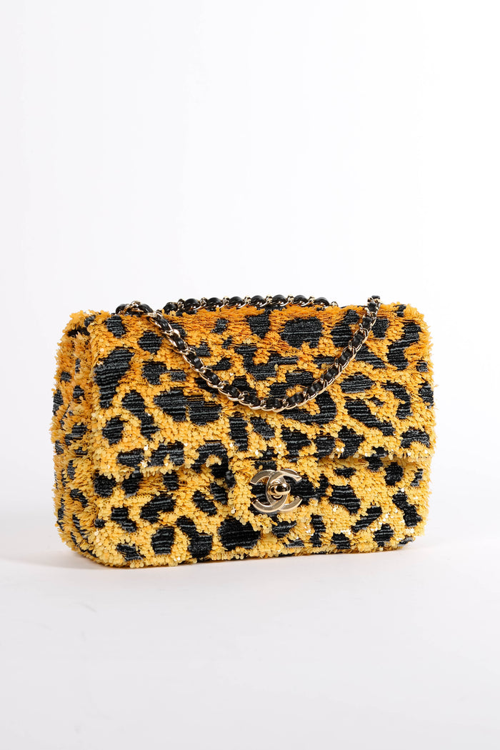 RARE Chanel Métiers d'art 2026 Leopard Print Sequin Mini Rectangular Flap Bag