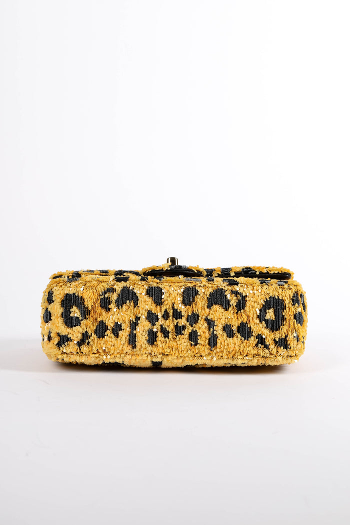 RARE Chanel Métiers d'art 2026 Leopard Print Sequin Mini Rectangular Flap Bag