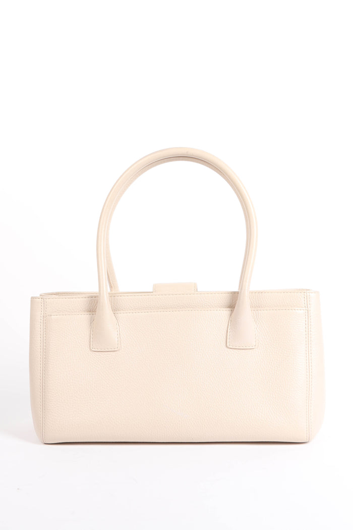 2010s Chanel Cream Leather Small Executive Shopper Tote Bag