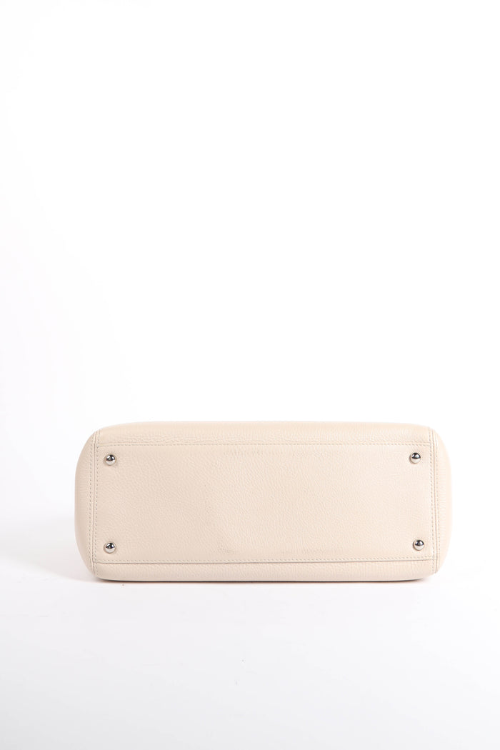 2010s Chanel Cream Leather Small Executive Shopper Tote Bag