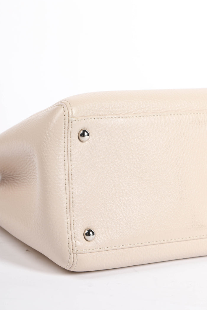 2010s Chanel Cream Leather Small Executive Shopper Tote Bag