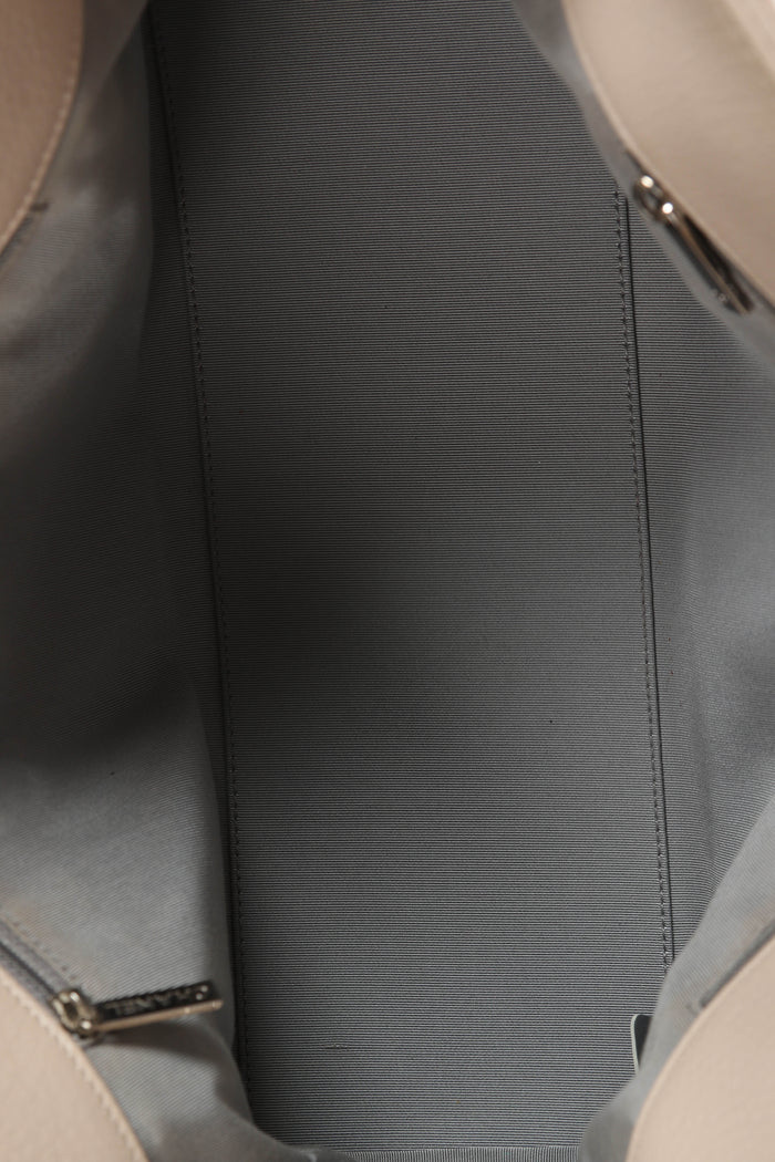 2010s Chanel Cream Leather Small Executive Shopper Tote Bag