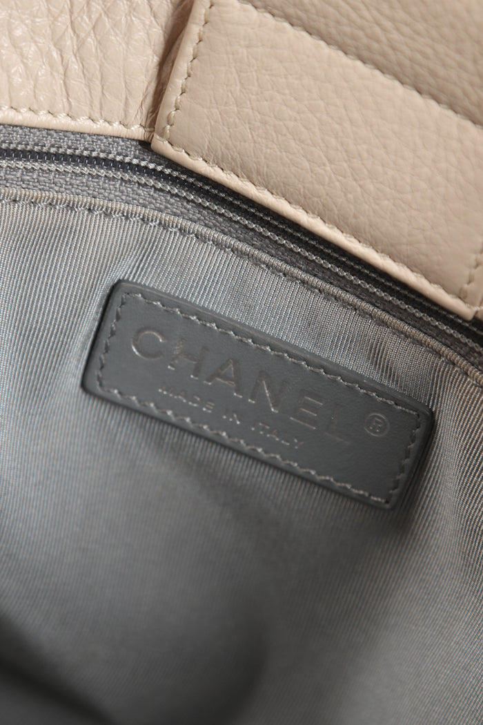 2010s Chanel Cream Leather Small Executive Shopper Tote Bag