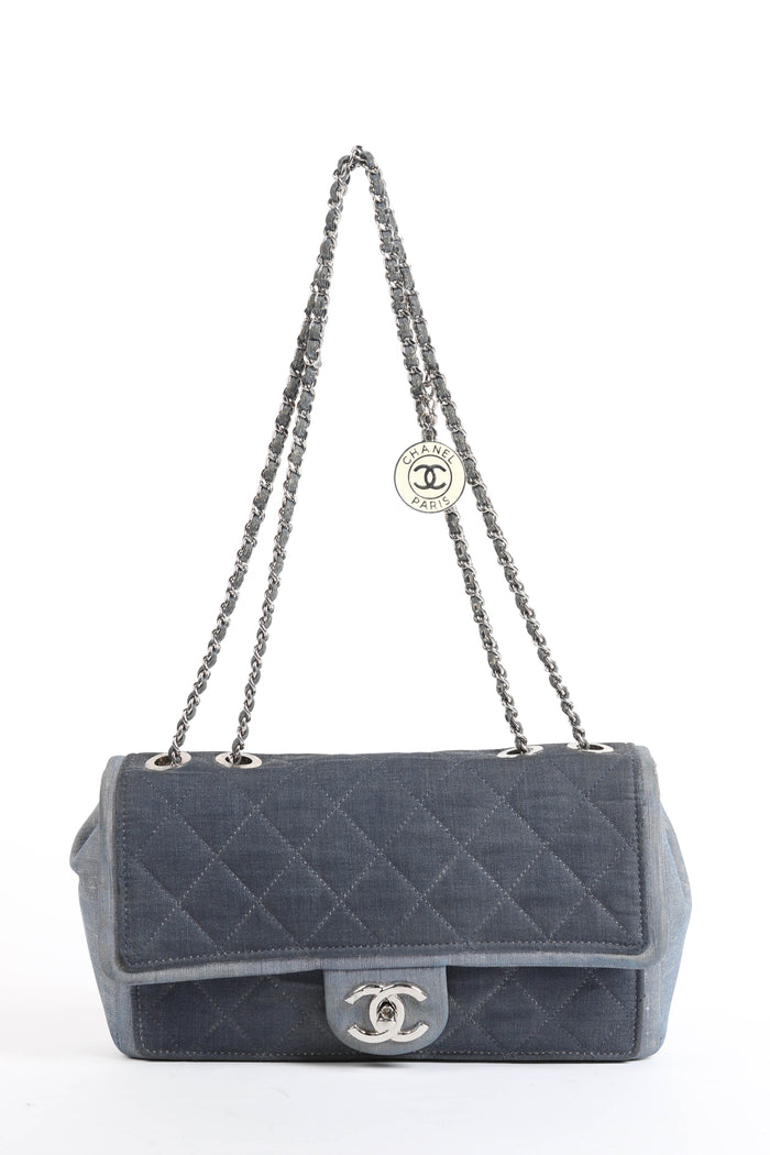 2010s Chanel Denim Medallion Single Flap Shoulder Bag