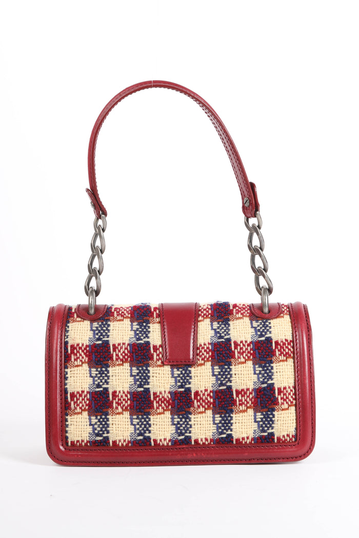 2000s Chanel Tweed Accordion Flap Shoulder Bag