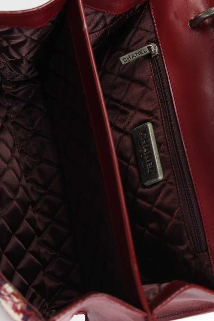 2000s Chanel Tweed Accordion Flap Shoulder Bag