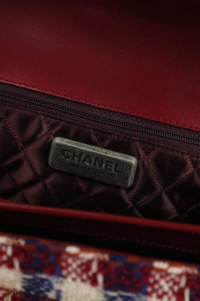 2000s Chanel Tweed Accordion Flap Shoulder Bag