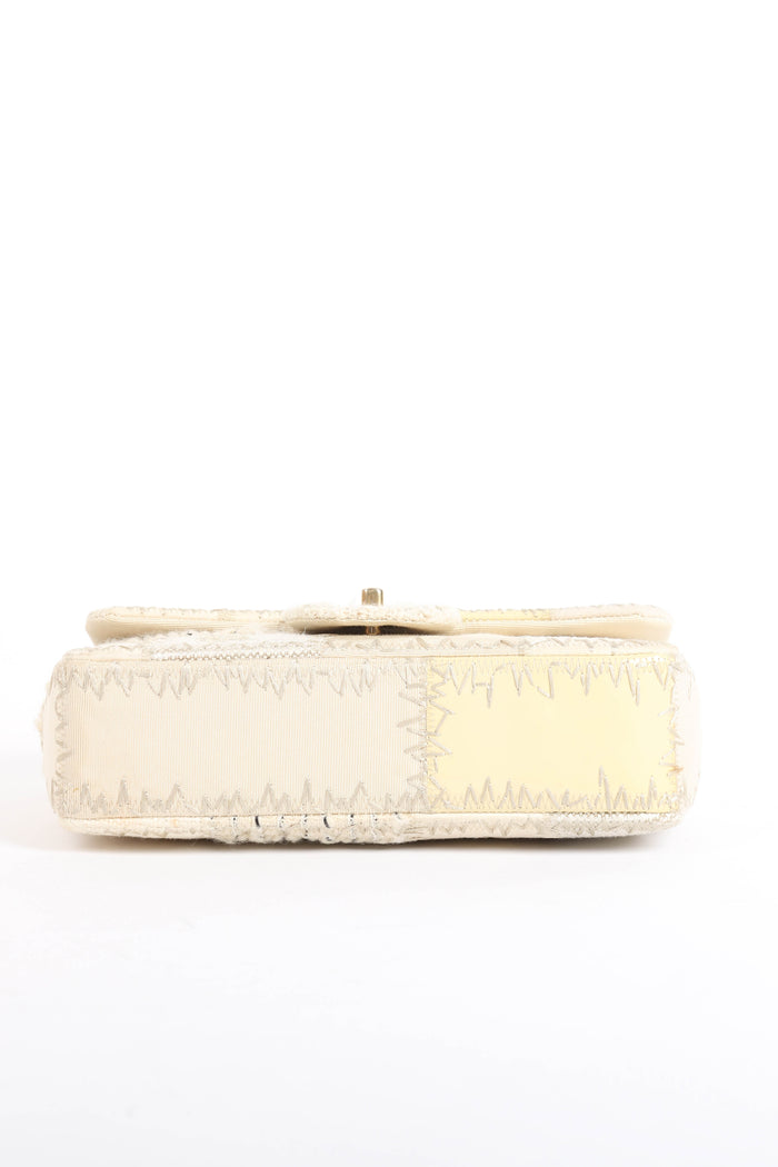 RARE 2010s Chanel Cream Patchwork Single Medium Flap Shoulder Bag