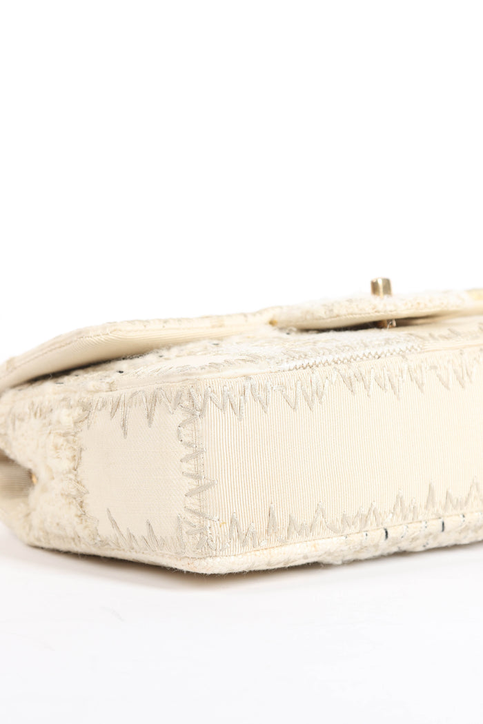RARE 2010s Chanel Cream Patchwork Single Medium Flap Shoulder Bag