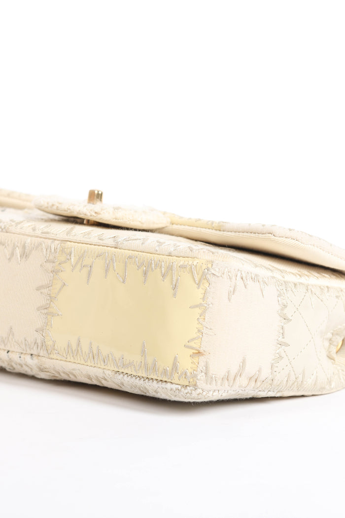 RARE 2010s Chanel Cream Patchwork Single Medium Flap Shoulder Bag