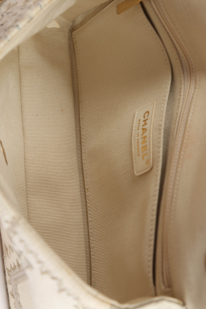 RARE 2010s Chanel Cream Patchwork Single Medium Flap Shoulder Bag