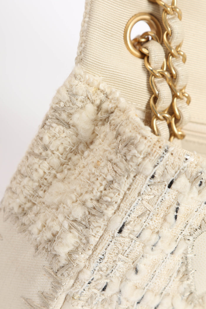 RARE 2010s Chanel Cream Patchwork Single Medium Flap Shoulder Bag