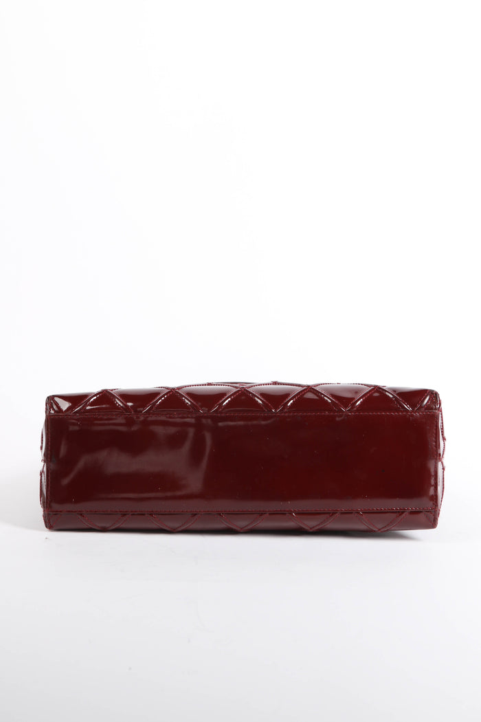 2000s Chanel Burgundy Patent Leather Shoulder Bag