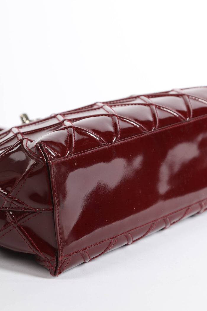 2000s Chanel Burgundy Patent Leather Shoulder Bag
