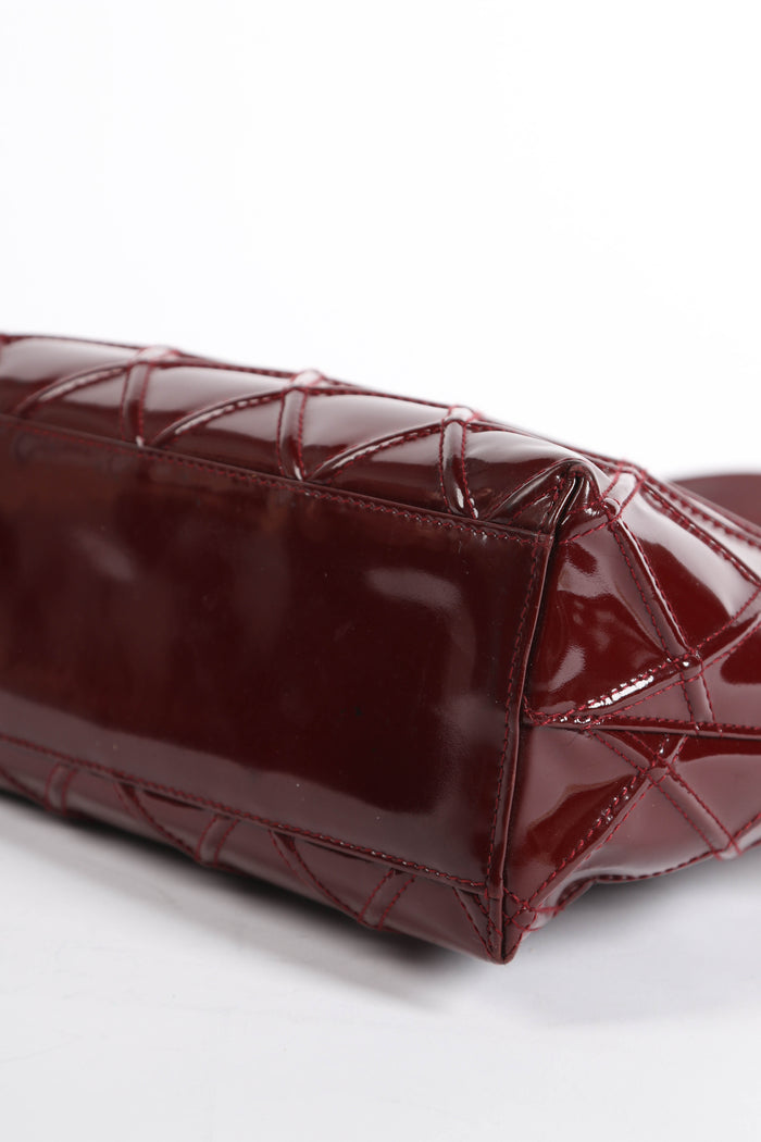 2000s Chanel Burgundy Patent Leather Shoulder Bag