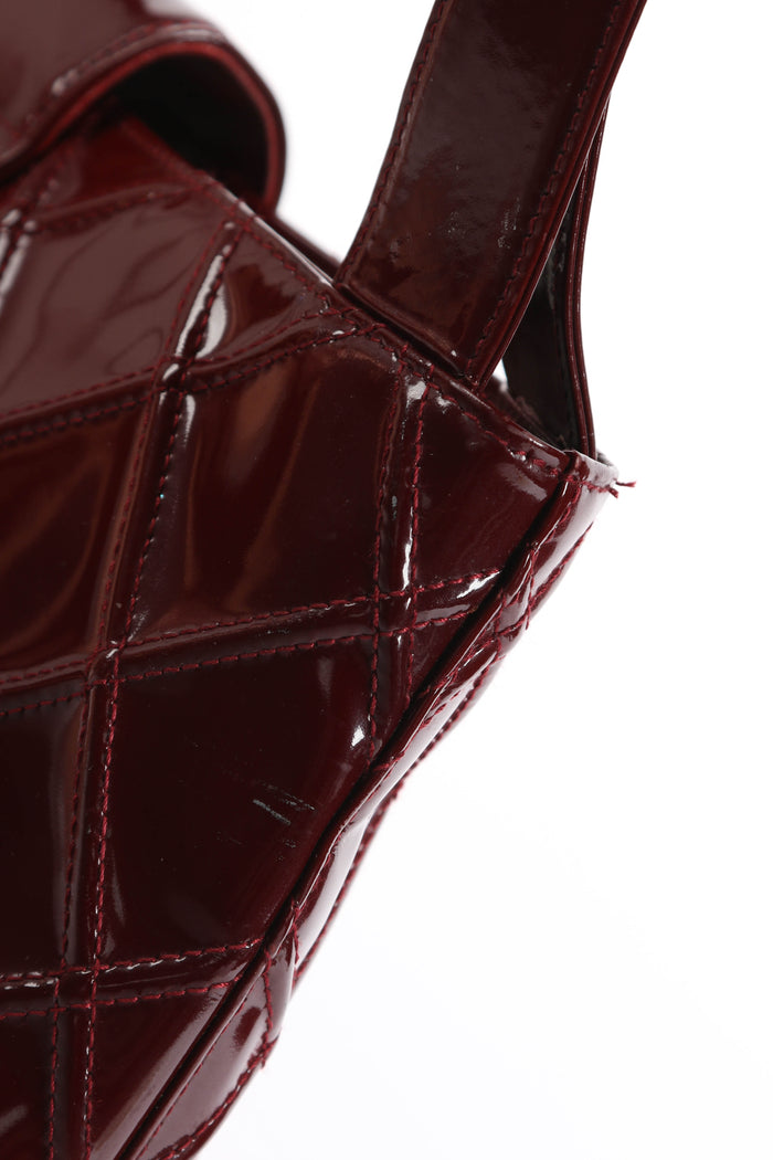 2000s Chanel Burgundy Patent Leather Shoulder Bag