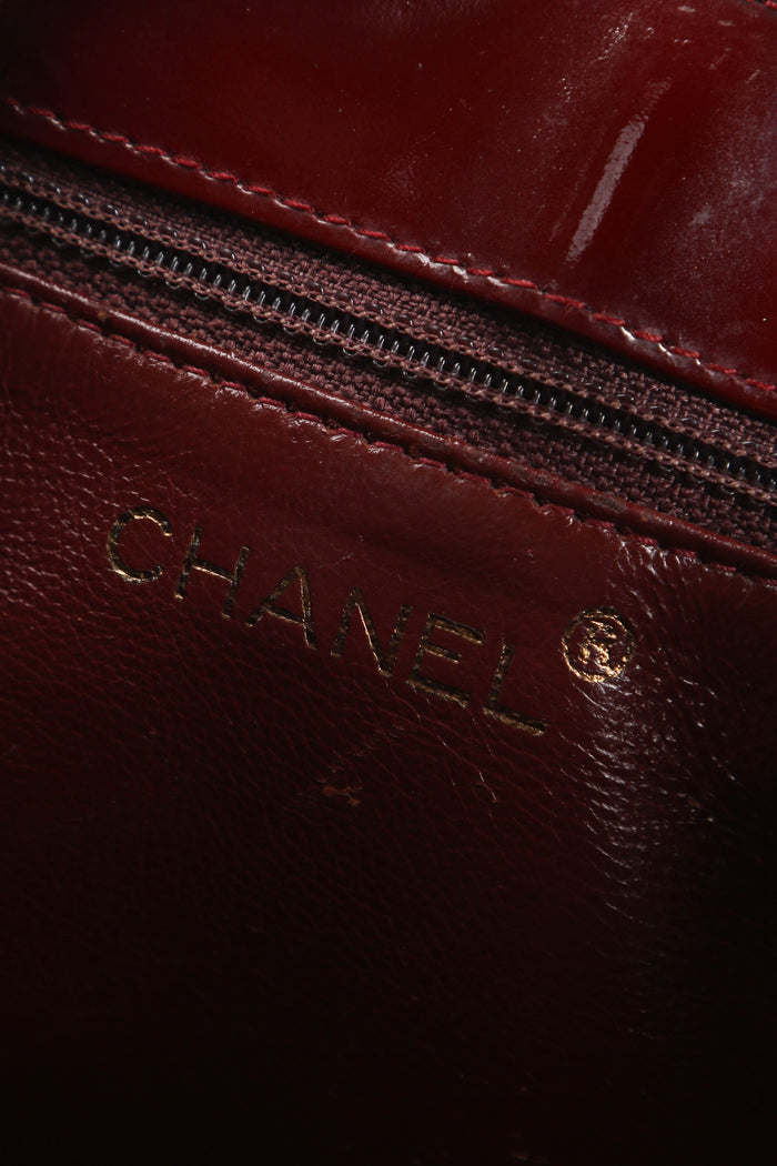 2000s Chanel Burgundy Patent Leather Shoulder Bag