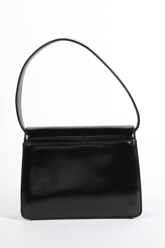 90s Chanel Black Patent Leather Small Shoulder Bag with 24K GHW