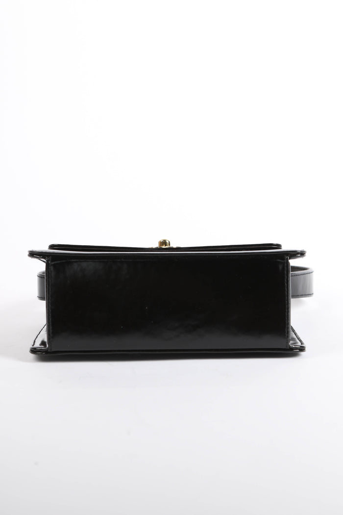 90s Chanel Black Patent Leather Small Shoulder Bag with 24K GHW