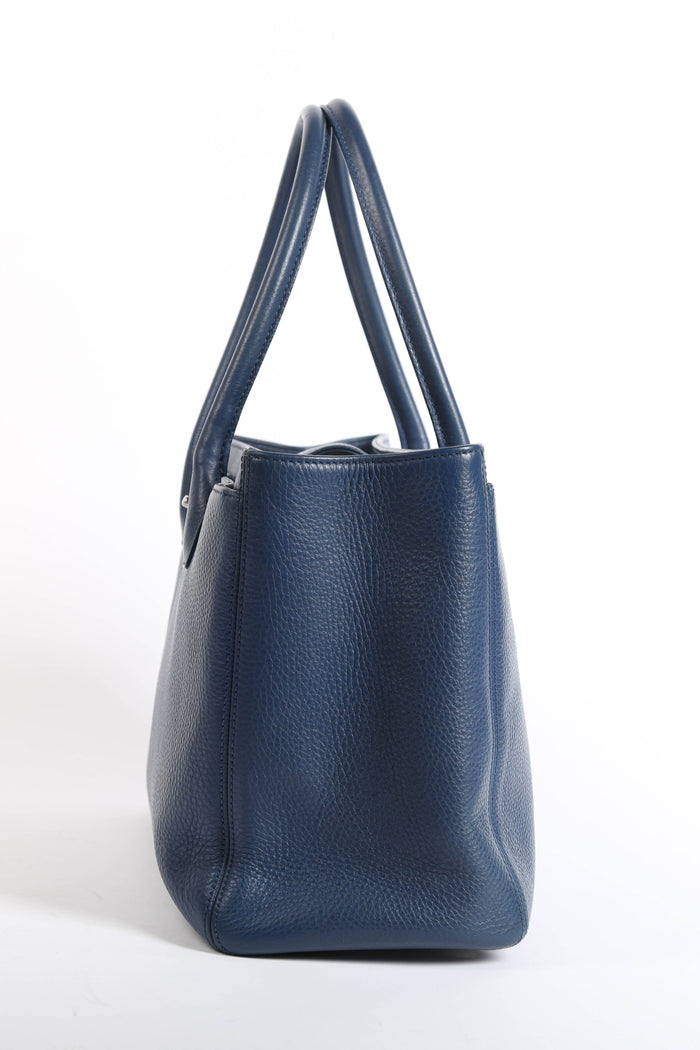2010s Chanel Navy Leather Cerf Executive Shopper Tote Bag