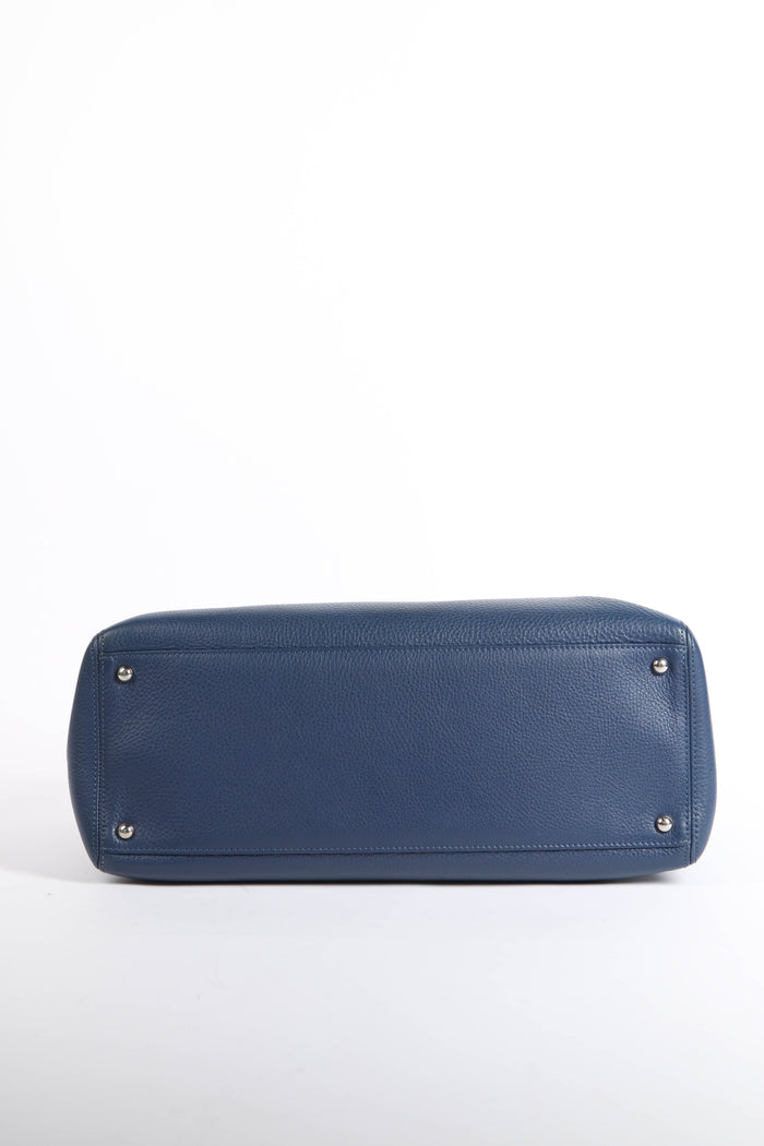 2010s Chanel Navy Leather Cerf Executive Shopper Tote Bag