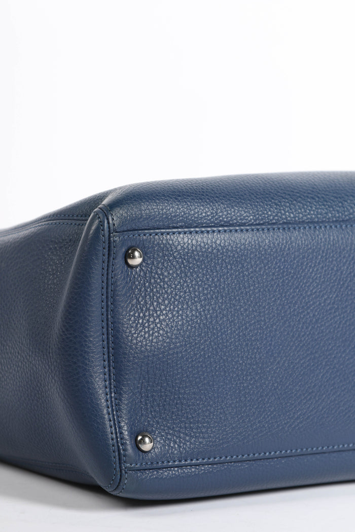 2010s Chanel Navy Leather Cerf Executive Shopper Tote Bag