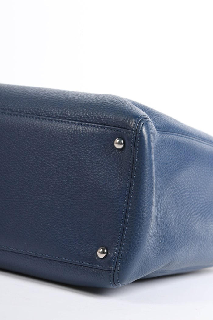 2010s Chanel Navy Leather Cerf Executive Shopper Tote Bag