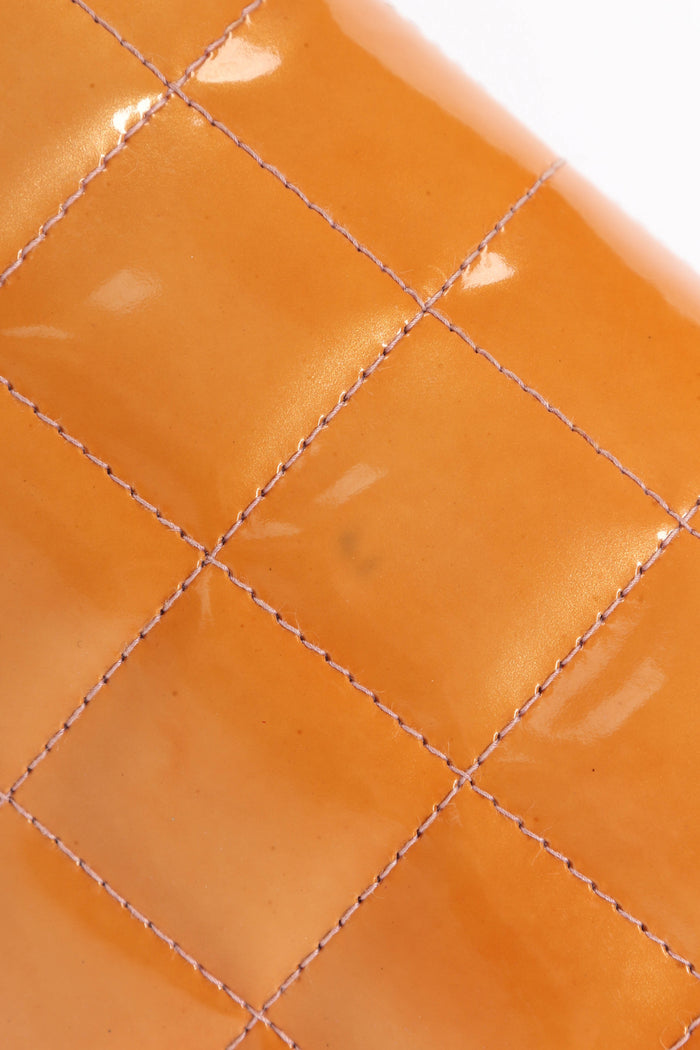 2000s Chanel Orange Patent Leather Chocolate East West Shoulder Bag