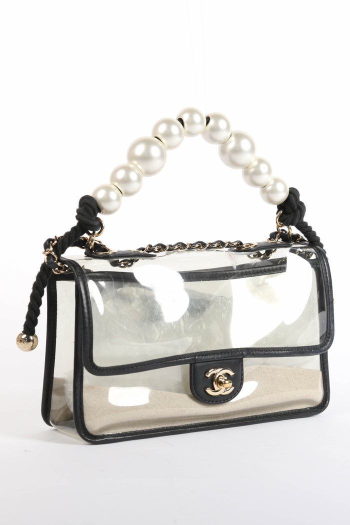 SUPER RARE 2019 Chanel Sand By The Sea Pearl PVC Flap Bag